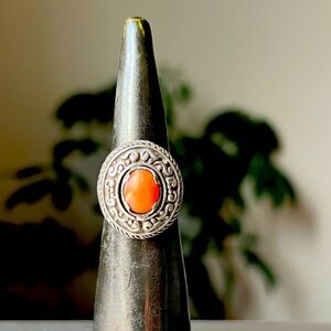 Sterling Silver Mexican Fire Opal Ring SZ 7